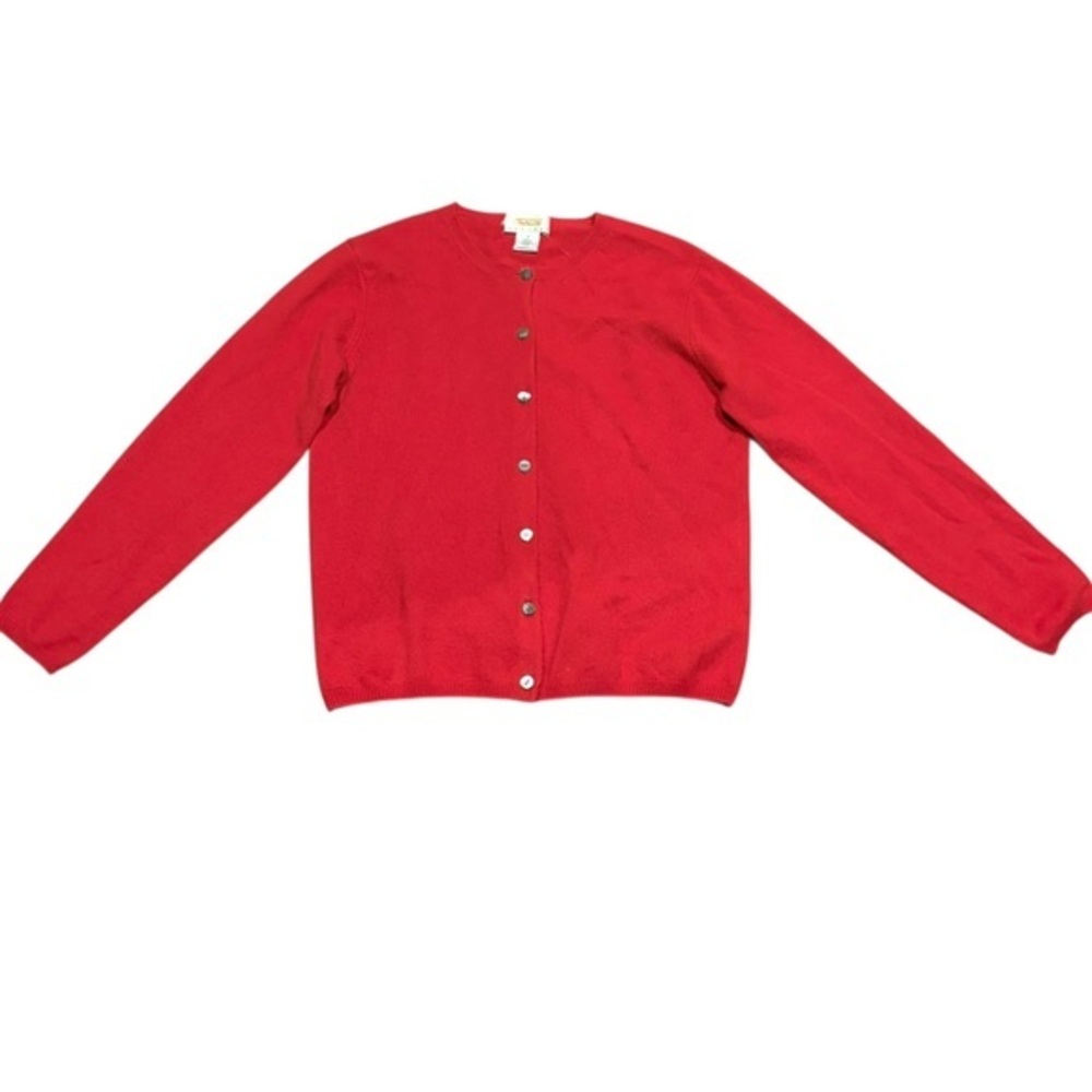 Talbots red button up cardigan cashmere sweater
